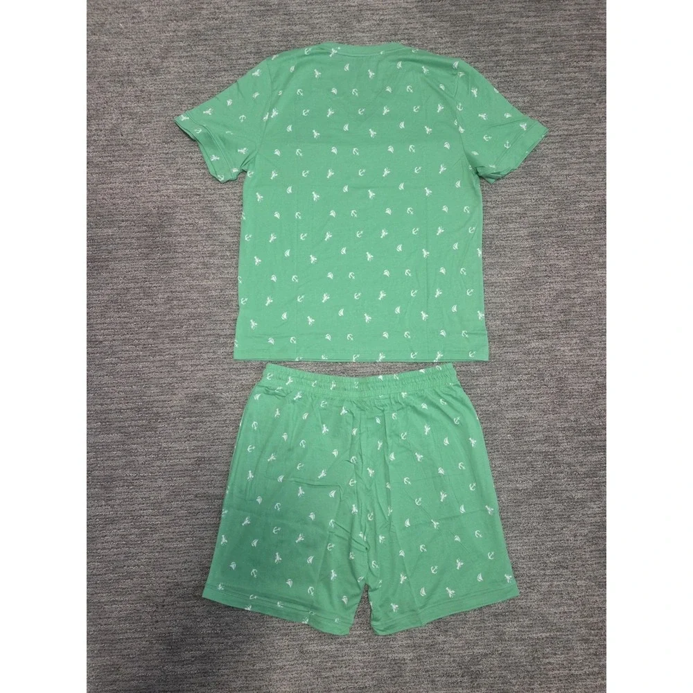Cosabella Mens Road Trip Lounge Set Green Nautical Anchor Lobster Print Large